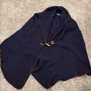 Lauren Ralph Lauren Navy Cape with Brown Trim